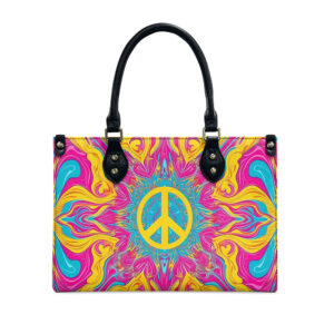 Hippie Peace Sign Leather Handbag Hippie Peace Sign Leather Handbag