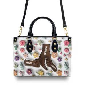 Grandma Mom Personalized Leather Handbag 4