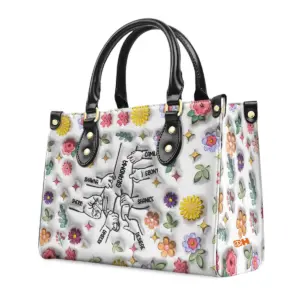 Grandma Mom Personalized Leather Handbag 5