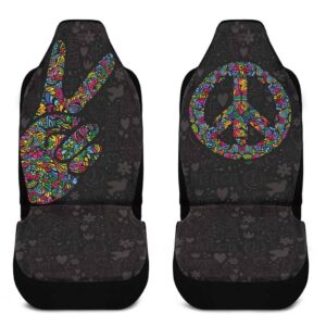 Hippie Peace Sign Premium 2 Front Car seat covers