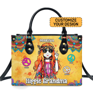 Personalized Leather Handbag for Hippie Grandma Personalized Leather Handbag for Hippie Grandma