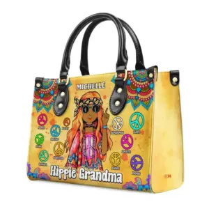 Personalized Leather Handbag For Hippie Grandma