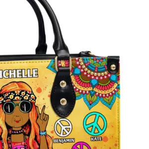 Personalized Leather Handbag For Hippie Grandma
