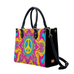Hippie Peace Sign Leather Handbag Hippie Peace Sign Leather Handbag